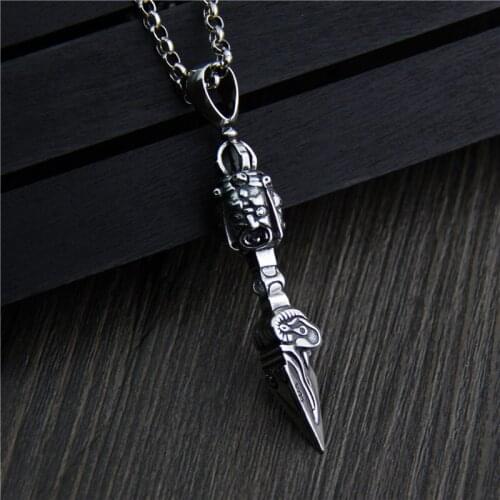 Silver Jewelry Wholesale S925 Sterling Silver Retro Thai Silver Buddhist Instruments On Three Sides Of God Pestle Men Pendant