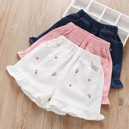 Baby Girls Shorts Childrens Clothes New Summer Casual Pants Floral Pleated Pants Edge Cotton Kids Clothes Practical Pocket