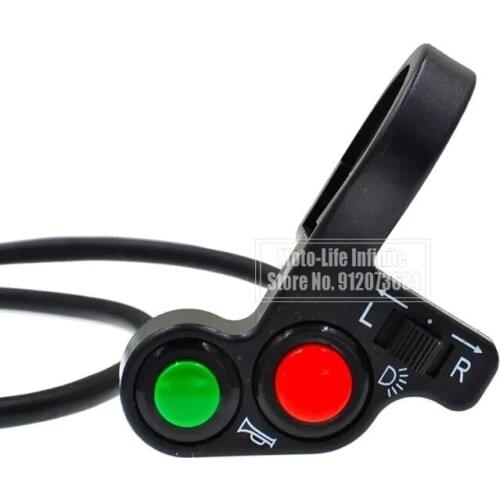 Scooter Light Turn Signal&Horn Switch ON/22mm Motorcycle Electric Bike/OFF Button W/Red Green Buttons Dia Handlebars Switch