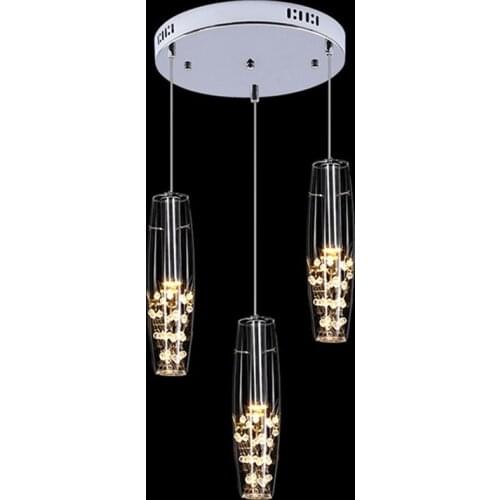 Modern Minimalist Led Dining Room Pendant Lights Three Head Crystal Glass Pendant Lamp Single Head Creative Foyer Living Room