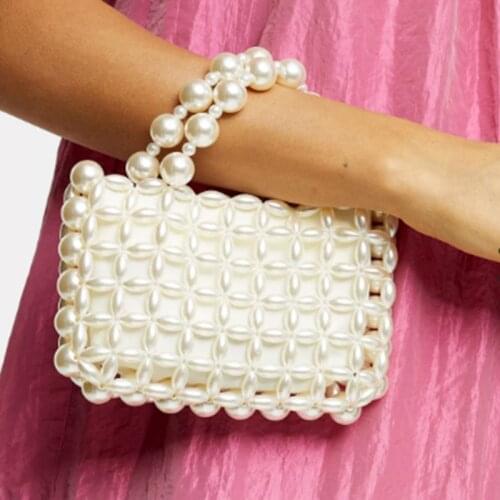 New fashion Handmade Pearl Bags Women Handbags Ladies Evening Party Shoulder Bag MIni Phone Purse Elegant Beaded Messenger bag