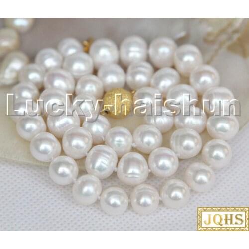 Super Luster 17" 12mm Baroque white freshwater pearls beads necklace c156