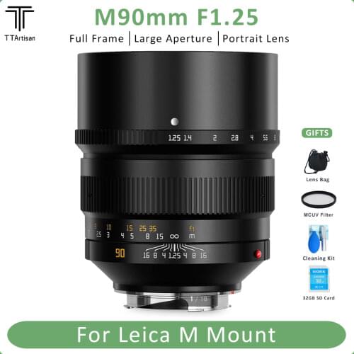 TTArtisan 90mm F1.25 Full Frame Large Aperture Fixed Focus Manual Focus Portrait Favored Camera Lens for Leica M Mount Camera