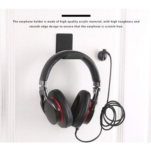 1/2pcs Sticker Acrylic Headphone Bracket Hanger Under Desk Wall Mounted Headset Holder Hook Earphone Sticky Display Stand