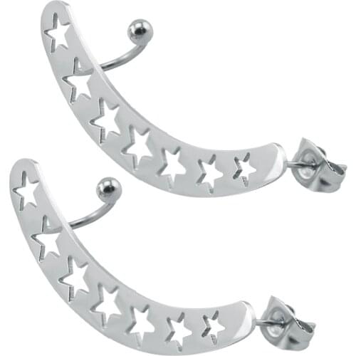 1 Pair Hot Summer Ear Cuff Start Fashion Design Stud Earrings For Women 316L Surgical Stainless Steel Ear Pins Jewelry