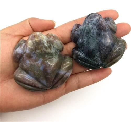 Beautiful 1PC Natural Ocean Jasper Carved Crystal Animals Frog Quartz Figurine Healing Crystal Feng Shui Natural Quartz Crystals