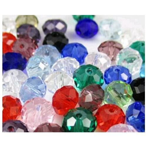 10mm 100pcs/lot black white ge654 multicolor Mixed Glass Faceted Rondelle Beads spacer bead Colored DIY Jewelry crystal