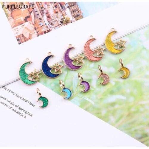 PURPLEGRAPE DIY Jewelry Accessories Star Drop Oil Alloy Pearlescent Earrings Woman Bracelet Necklace Pendant 10pcs