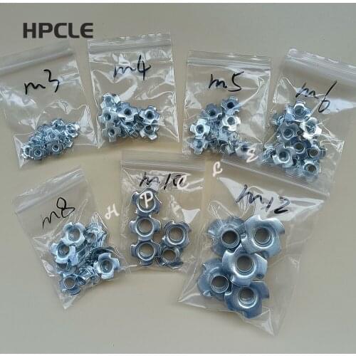 10PCS M3 M4 M5 M6 M8 Zinc Plated Four Claws Nut Speaker Nut T-nut Blind Pronged Tee Nut Furniture Assortment Kit
