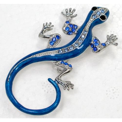 12pcs/lot Wholesale Fashion Brooch Rhinestone Enamel Gecko Corsage Pin brooches C101090