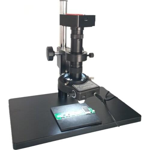 21MP HDMI USB industrial phone microscope camera 3D adjustable magnification zoom 180X C-Mount lens 144 Led ring light lamp