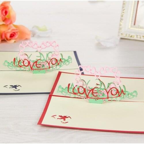 3D Laser Cut Handmade I LOVE YOU Paper Invitation Greeting Cards with Envelope Valentines Day Wedding Thanksgiving Gift