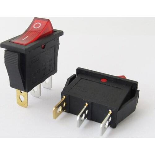 5Pcs/Lot KCD3 16A 250V/20A 125V 3 Pin ON-OFF Red Button Light Rocker Switch Rocker Power Switch