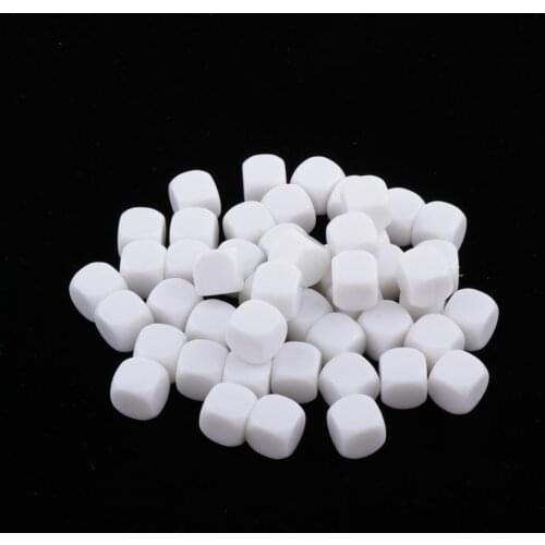 50pcs Round Edge Blank Dices D6 Six Sided RPG Gaming Dice Gift White