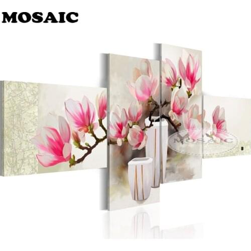 5D DIY Diamond Painting Magnolia flower vase Photo Custom! Make Your Own Diamond Painting Full Drill Rhinestone Embroidery 4pcs