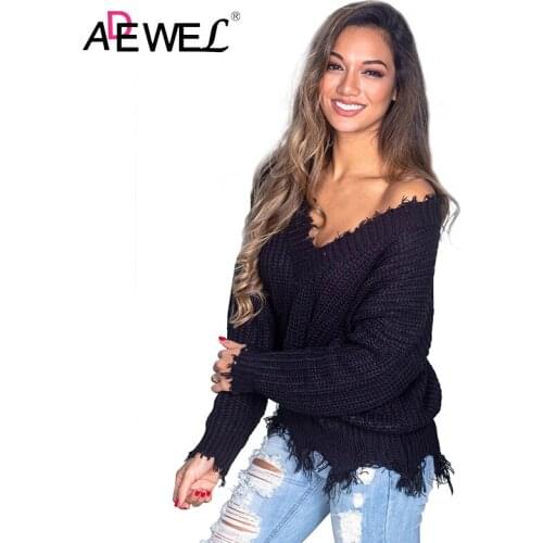 Женские пуловеры с V-образным вырезом ADEWEL China At AliExpress