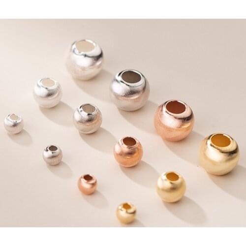 2pcs/lot 925 Sterling Silver Round Ball Pretty Loose Beads 4mm 6mm 8mm Craftwork Fancy Charm Silver Beads DIY Jewelry Making