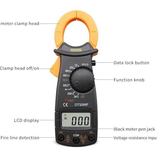 Digital Amper Clamp Meter Multimeter NCV Current Clamp Pincers Voltmeter Ammeter 600A AC/DC Ohm Current Voltage Tester
