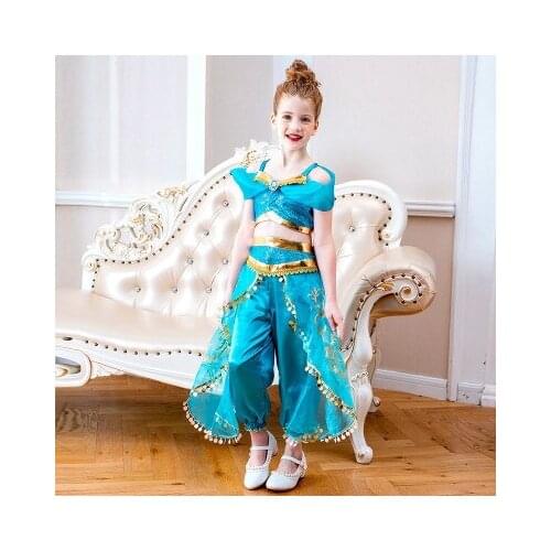 Anime Jasmine Princess Cosplay Custome Girls Helloween Party Performance Stage Belly Dance For Chirldren