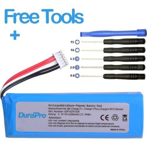 DuraPro 6200mAh Battery for JBL Charge 2 + /Charge 2 Plus /Charge 3 (2015 Version) Replacement speaker battery GSP1029102R