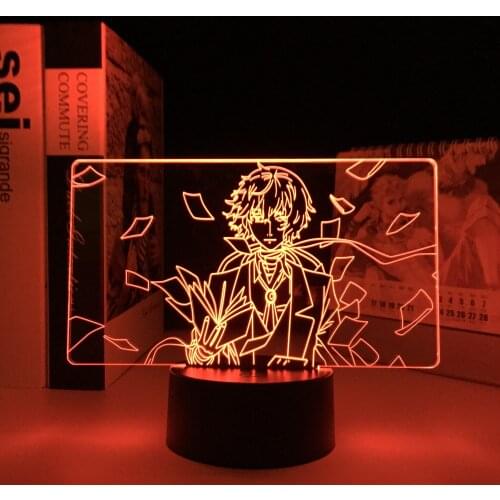Anime Bungo Stray Dogs 3D LED Lamp Osamu Dazai for Room Decor Birthday Gift Night Light LED Neon Light Osamu Dazai