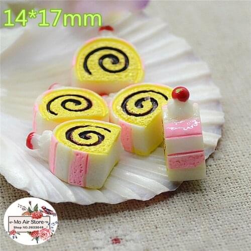 Strawberry Annual ring cake 10PCS 17x14mm Resin Flatback Cabochon Miniature Food Art Supply Decoden Charm Craft