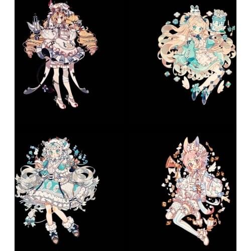 Cartoon Lolita girl Princess Dress cute print T-shirt Thermal transfer printing Stickers for clothing household washable