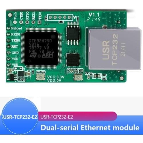 USR-TCP232-E2 Pin Type Serial UART TTL to LAN Ethernet Module 2 serial ports Industrial grade Main frequency 120MHz