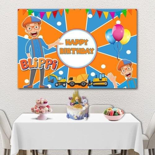 Cartoon Nitree Engineer Hangs Flag Balloon Background Boys Birthday Party Adorns 3D Childrens Photo Studio Digital Backdrop