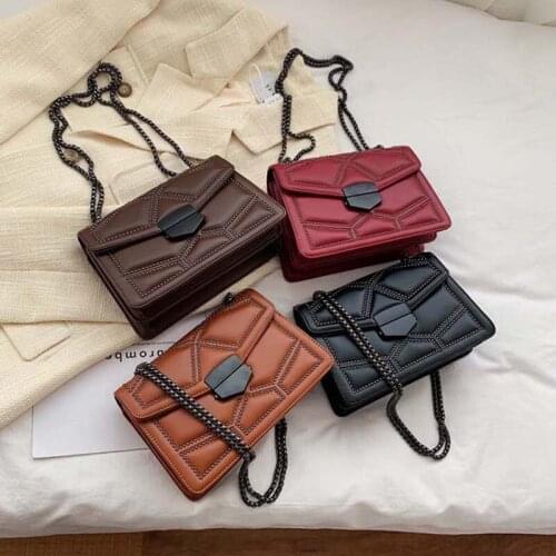 Rivet Chain Brand Designer PU Leather Crossbody Bags For Women 2021 Simple Fashion Shoulder Bag Lady Luxury Small Handbags Sac