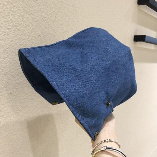 Fashion New Denim Blue Sun Hat 2021 Summer Autumn Women Panama Anti-UV Wide Brim Beach Hat Foldable Bucket Hat Fisherman Cap