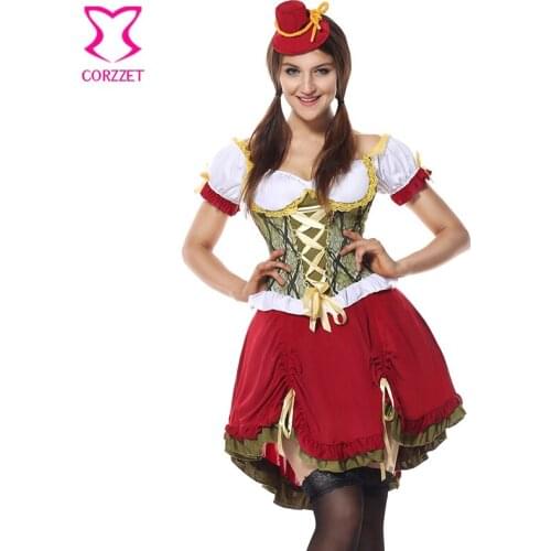 Adult Beer Garden Girl Dirndl Dress Cosplay Bavarian Oktoberfest Maid Costume For Women Halloween Sexy Costumes Carnival Party