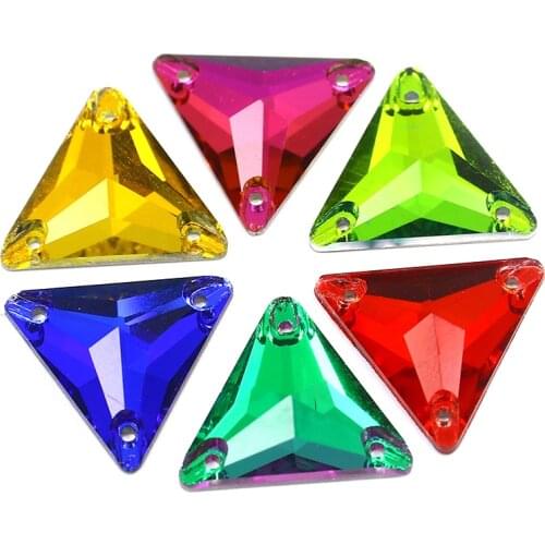 K5 Crystal Sewing Rhinestone Clear AB Gems Glass Crystal Triangles Flatback Sew on Diamond For DIY Garment Bags Shoes 16mm 22mm