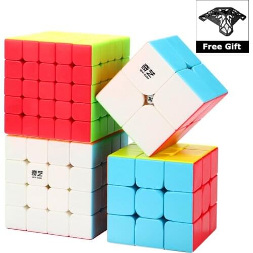 QIYI QIYUAN S 2x2x2 4*4*4 5*5*5 Stickerless Magic Cube Speed Puzzle 2x2 4x4 5x5 Cube Educational Toys for Adult with Bracket