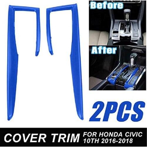 2pcs/Set Carbon Fiber Gear Shift Frame Cover Trim For Honda Civic 10th 2016 2017 2018 Carbon Fiber Convenient Life