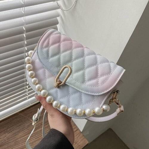 Lattice PU Leather Gradient r Crossbody Bags for Women 2021 Fashion Small Shoulder Bag Female Handbags and Purses Travel Bags