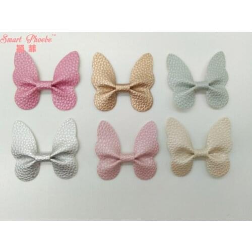 Handmade 50pcs Fashion Cute Leather Butterfly DIY Materials Solid PU Animal DIY Accessories for Hairpins Headwear Accessories