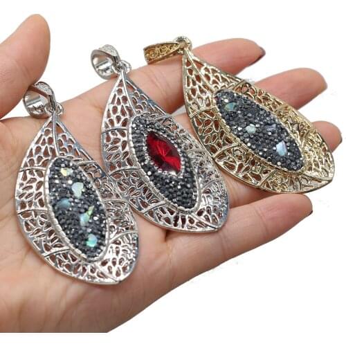 Charm Retro Style Zinc Alloy Hand-carved Hollow Pendant Drop Shape Charms for Jewelry Making DIY Necklace Accessories 10x18mm