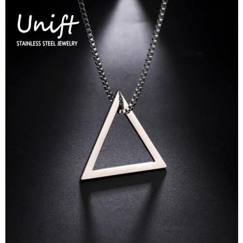 Unift Minimalist Geometric Necklace For Men Stainless Steel Triangle Rhombus Choker Hip Pop Punk Jewelry Party Birthday Gifts