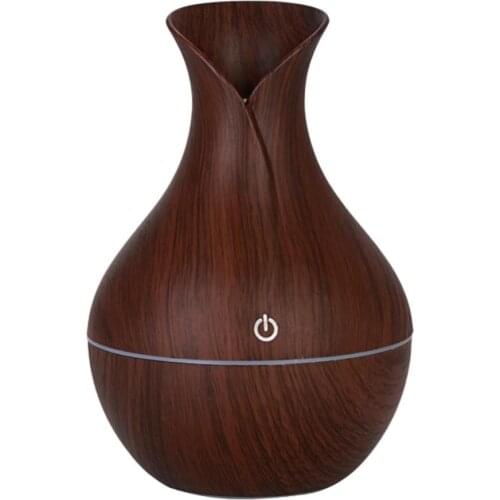 130ml Colorful LED Light Humidifier Wood Grain USB Air Mist Humidifier Essential Oil Diffuser for Bedroom Living Room Yoga Spa