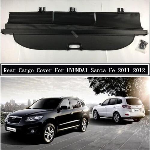 Rear Cargo Cover For HYUNDAI Santa Fe 2011 2012 Partition Curtain Screen Shade Trunk Security Shield Auto Accessories Black