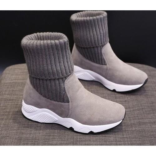 Snow boots ladies leather winter shoes ankle boots faux fur boots comfortable ladies winter English style snow boots