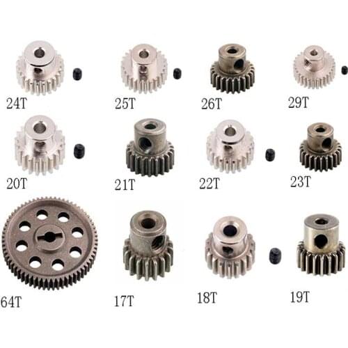 1PC 64T Reduction Gear 17T/19T/21T/22T/23T/24T/25T/26T/29T Motor Gear 0.6M 0.9M Module Motor Pinion Gears for RC Cars Parts