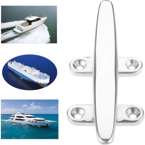 1 Pc Heavy Duty Marine Grade 316 Stainless Steel Boat Deck 4 Hole Low Flat Cleat Hardware For Boats Dock Deck Rope Tie 6"/150mm