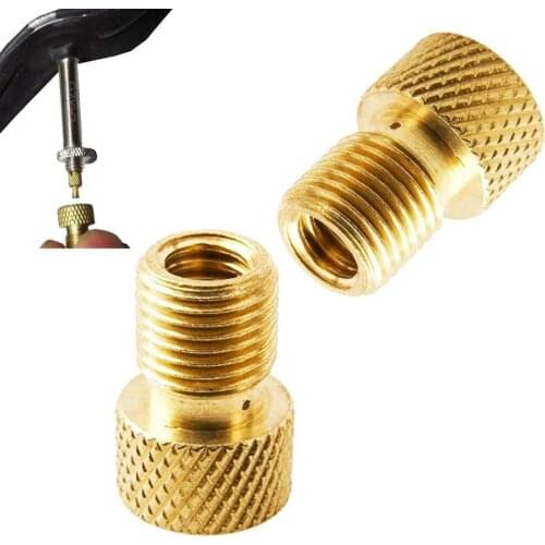 2Pcs Brass Bicycle Bike Adaptor Presta To Schrader Bicycle Valve Converter Mountain Bike Pump Connector Adapter Zinc Alloy Tools