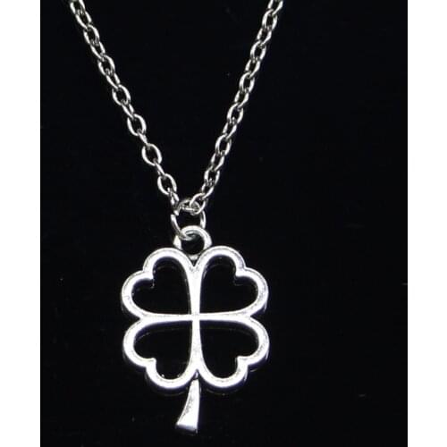20pcs New Fashion Necklace 24x17mm hollow lucky four leaf clover irish Pendants Short Long Women Men Gift
