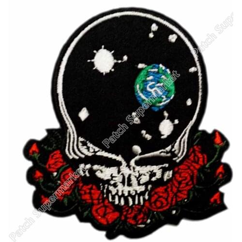 3.5" Grateful Dead Space Your Face Music Band Embroidered LOGO Iron On Patch Emo Goth Punk Rockabilly embroidery clothing