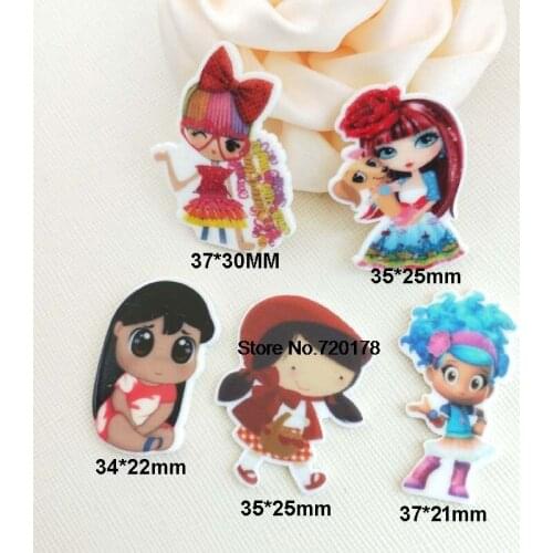 30pcs/50pcs mixed cartoon Girl plastic flat back planar resin cabochon DIY Craft Supplies STK30