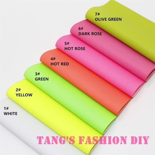 7PCS---20x22CM DIY Hair Bow Material Fluo Color PU Synthetic Faux Leathers