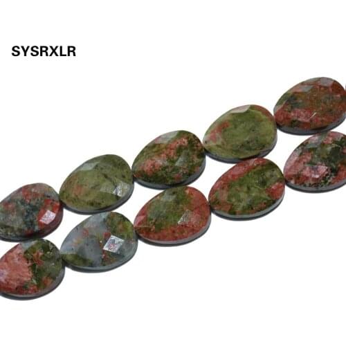13 * 18mm Natural Faceted Unakite Stone Beads Water Drop Beads For Jewelry Making DIY Bracelet Necklace Earring Accessories